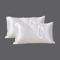 Satin Pillowcases 2-Pcs  With Envelope Closure (Without Pillow Insert),White