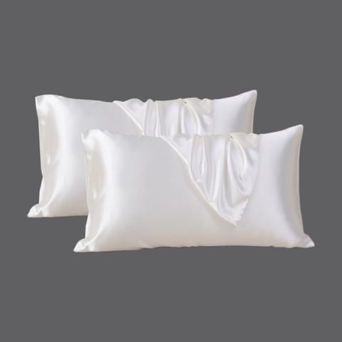 Satin Pillowcases 2-Pcs With Envelope Closure (Without Pillow Insert),Off-White