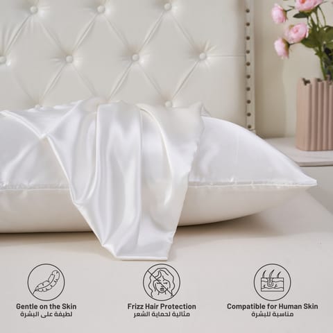 Satin Pillowcases 2-Pcs With Envelope Closure (Without Pillow Insert),Off-White