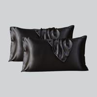 Satin Pillowcases 2-Pcs With Envelope Closure (Without Pillow Insert),Black