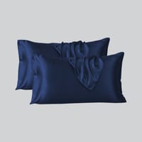 Satin Pillowcases 2-Pcs  With Envelope Closure (Without Pillow Insert),Blue