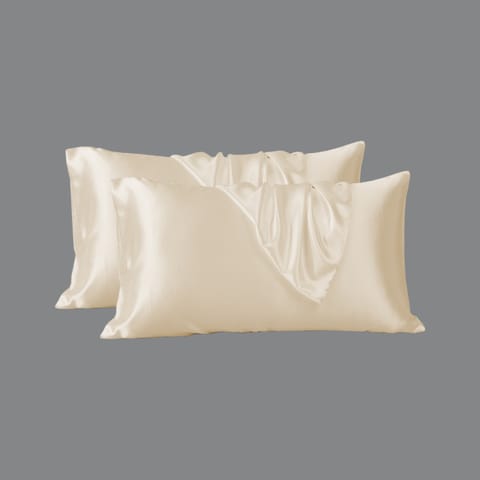 Satin Pillowcases 2-Pcs With Envelope Closure (Without Pillow Insert),Silver