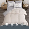 Comforter Set 4-Pcs Single Size Digital Printed Bed Set Fits 140 x 200 Cm , Linen/Grey