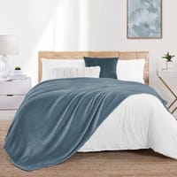 Fleece Blanket King Size(200 X 240 CM) For Bed, Sofa,Couch And Camping,Mist Blue