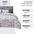 Printed Comforter Set 6-Pcs King Size (200 X 200 Cm)With Super-Soft Down Alterntaive Filing,White