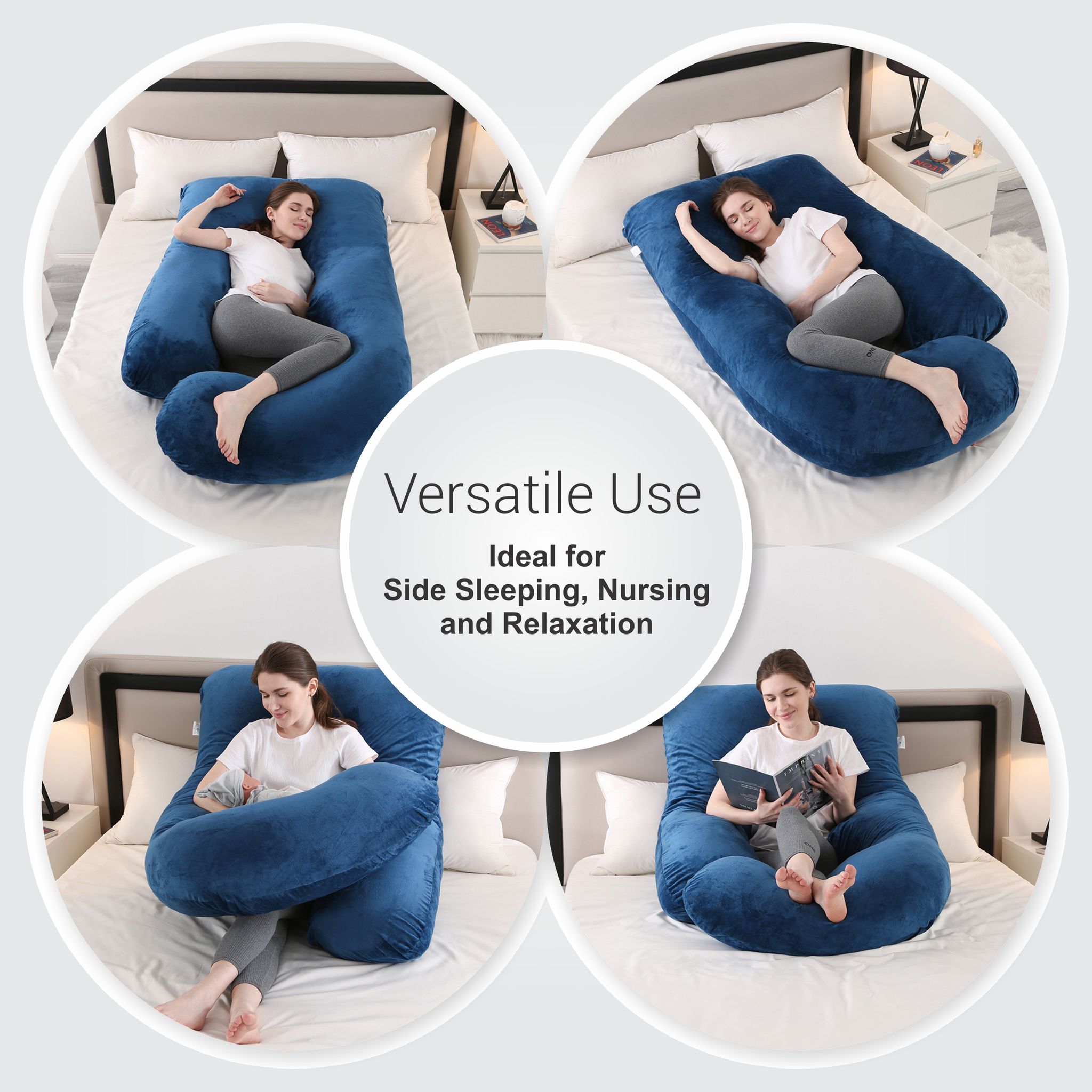 Pregnancy Pillow For Complete Support for Back, Hips, Legs, Belly,Blue