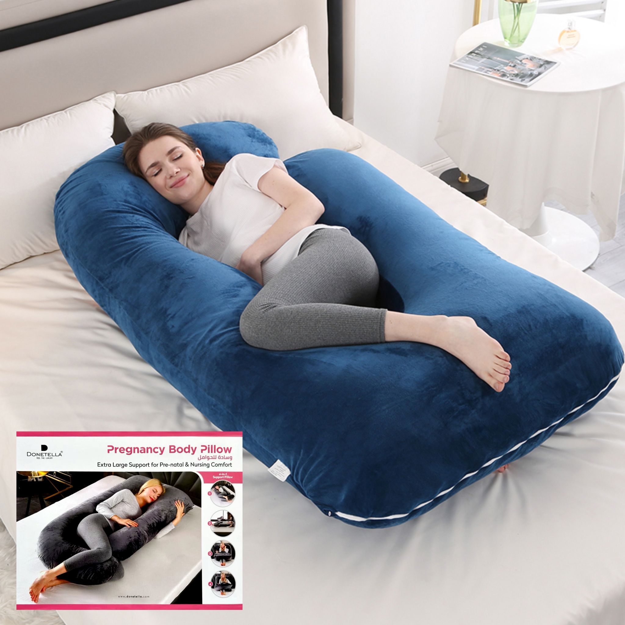 Pregnancy Pillow For Complete Support for Back, Hips, Legs, Belly,Blue