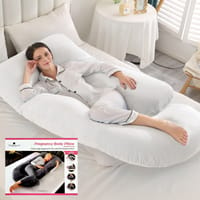 Pregnancy Pillow For Complete Support for Back, Hips, Legs, Belly, White