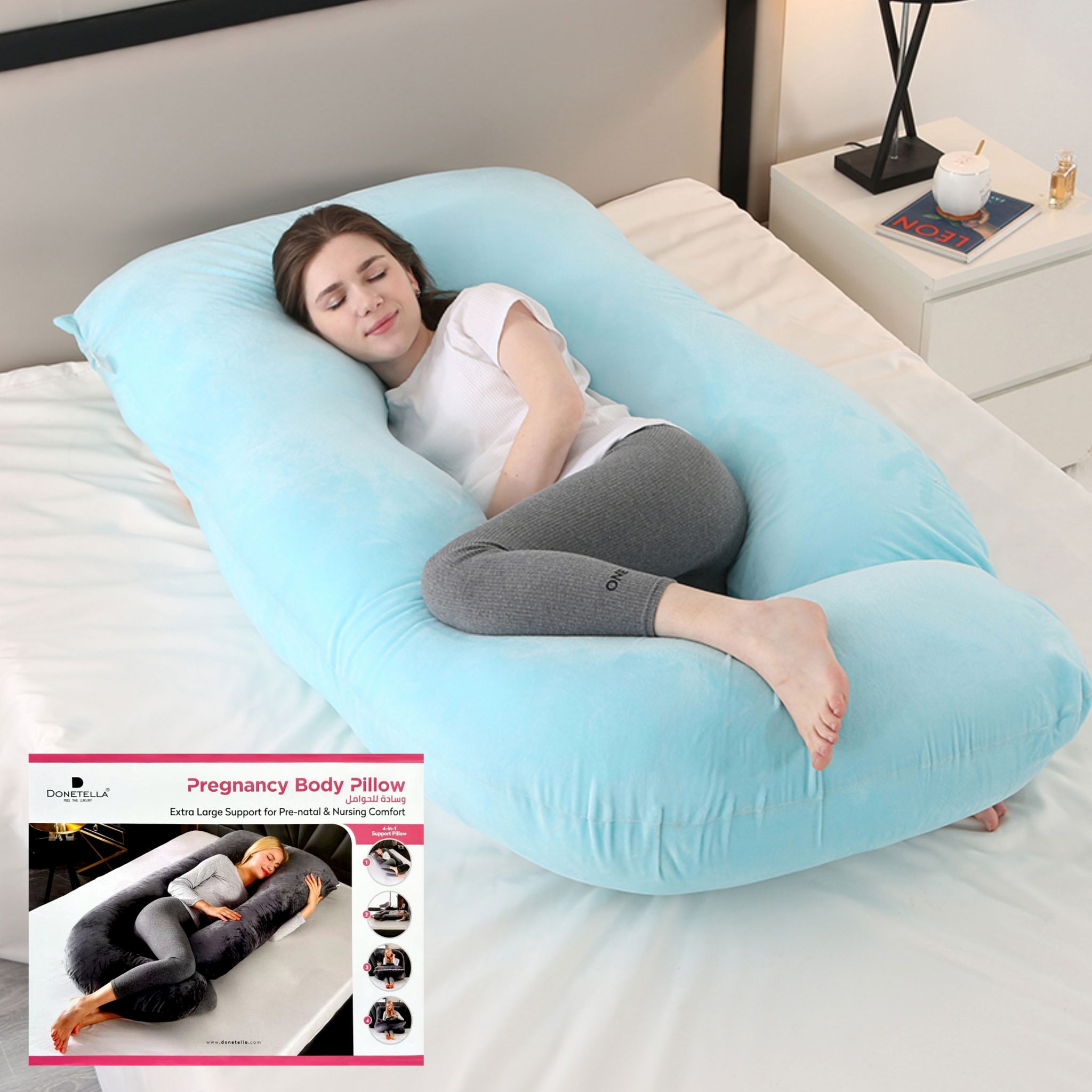 Pregnancy Pillow For Complete Support for Back, Hips, Legs, Belly, Spa