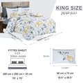 Printed Comforter Set 6-Pcs King Size With Removable Filler And Down Alternative Filling, Vista White