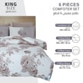 Printed Comforter Set 6-Pcs King Size  With Removable Filler And Down Alternative Filling, Pale Slate