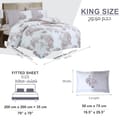 Printed Comforter Set 6-Pcs King Size  With Removable Filler And Down Alternative Filling, Pale Slate