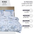 Printed Comforter Set 6-Pcs King Size With Removable Filler And Down Alternative Filling, Mercury