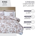 Printed Comforter Set 6-Pcs King Size With Removable Filler And Down Alternative Filling, PLatinum