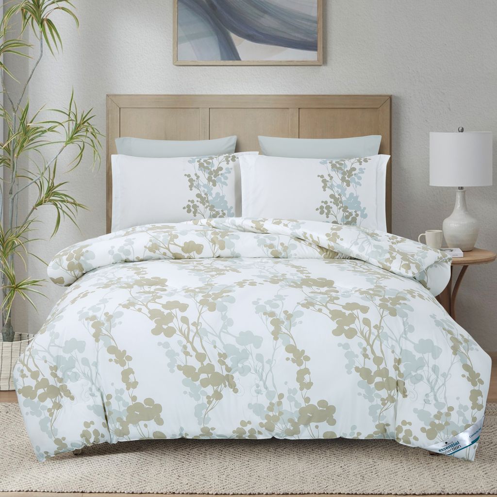 Printed Comforter Set 6-Pcs King Size With Removable Filler And Down Alternative Filling, Seashell