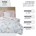 Printed Comforter Set 6-Pcs King Size With Removable Filler And Down Alternative Filling, White Rock