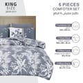 Printed Comforter Set 6-Pcs King Size With Removable Filler And Down Alternative Filling, Grey