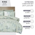 Printed Comforter Set 6-Pcs King Size With Removable Filler And Down Alternative Filling, Sea MIst