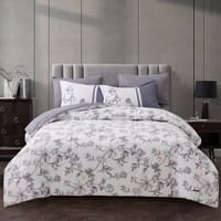 Printed Comforter Set 4-Pcs Single Size Reversible Single Bed Comforter Set With Super-Soft Down Alterntaive Filing,White