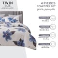 Printed Comforter Set 4-Pcs Single Size Reversible Single Bed Comforter Set With Super-Soft Down Alterntaive Filing,Linen