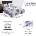 Printed Comforter Set 4-Pcs Single Size Reversible Single Bed Comforter Set With Super-Soft Down Alterntaive Filing,Linen