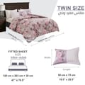 Printed Comforter Set 4-Pcs Single Size Reversible Single Bed Comforter Set With Super-Soft Down Alterntaive Filing,Pinkish Grey