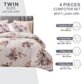 Printed Comforter Set 4-Pcs Single Size Reversible Single Bed Comforter Set With Super-Soft Down Alterntaive Filing,Soft Peach