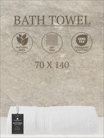 Premium 100 % Combed Cotton 1-Pcs Bath Towel(70 X 140 CM) 600 GSM ,White