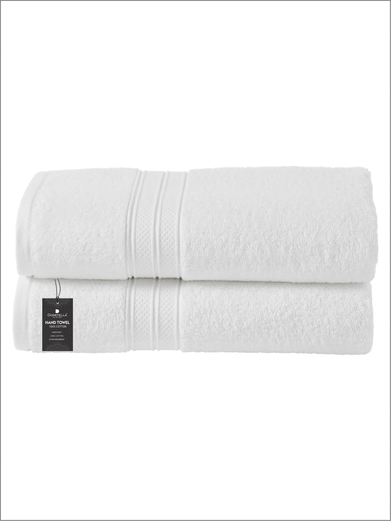 Premium 100 % Combed Cotton 2-Pcs Hand Towel Set  (50 X  90 CM) 600 GSM ,White