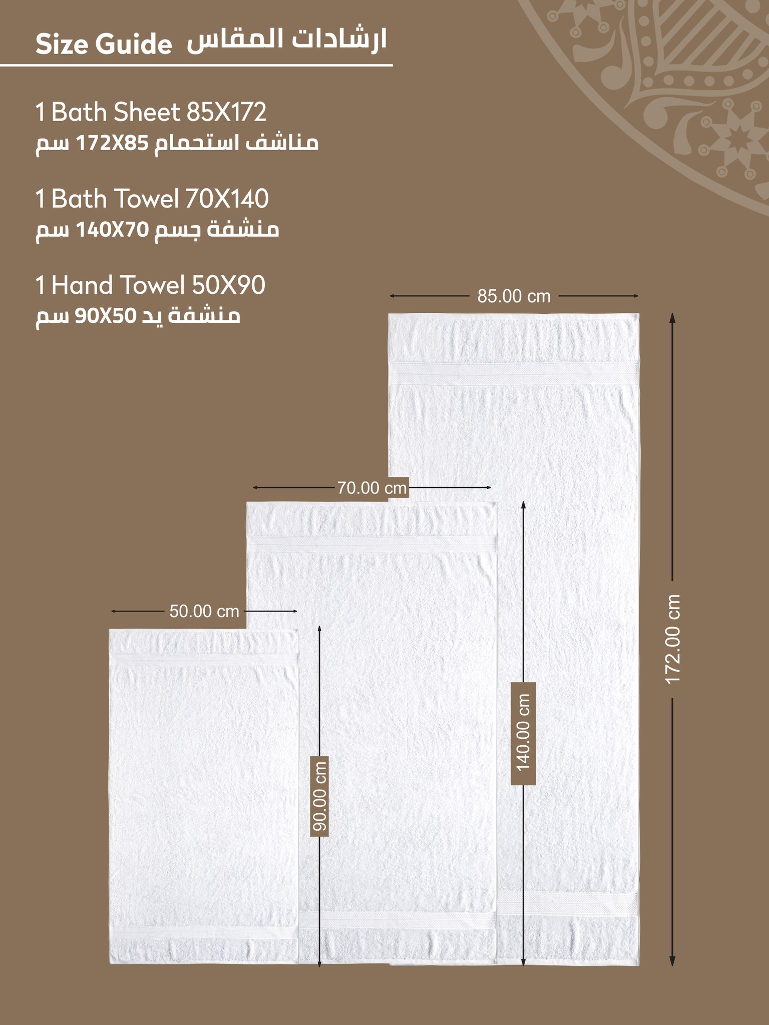 Premium Towel 3-Pcs Set, 100% Combed Cotton 600 GSM,White